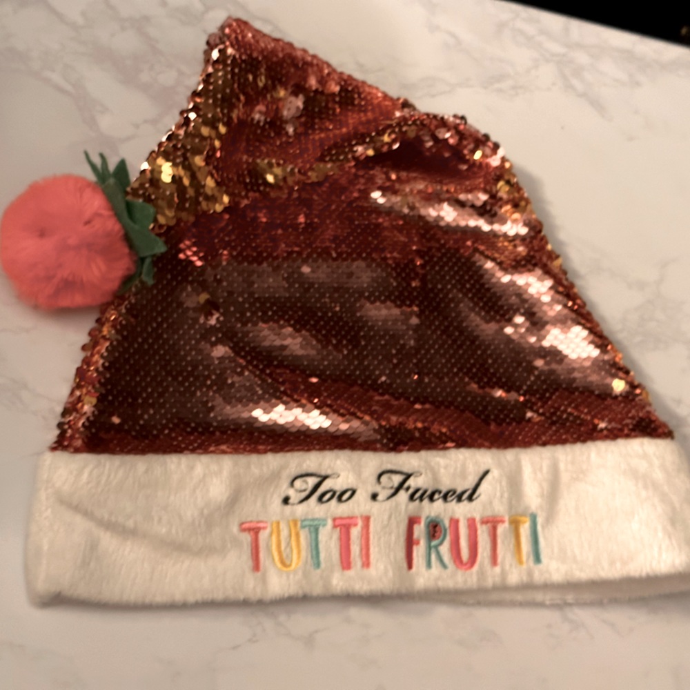 NEW Too Faced Tutti Fruiti Christmas Holiday Santa Hat
